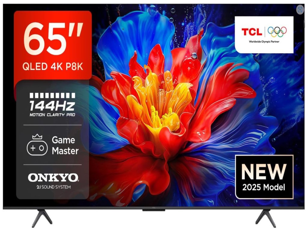 TCL 65"P8K 4K QLED TV 144HzGoogle TV; Motion Clarity Pro;Game Master; Onkyo 2.1; 65P8K